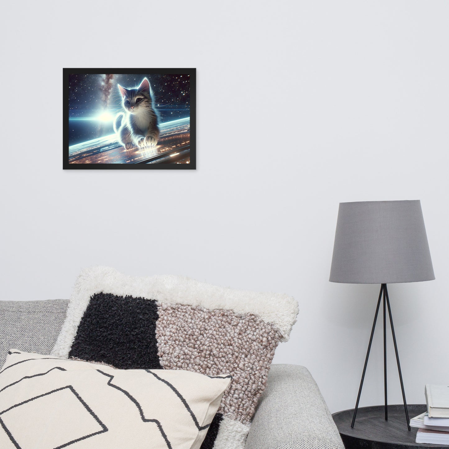 Cosmic Kitten Framed Poster | Thick Matte Paper | Renewable Wood Frame | Home Decor