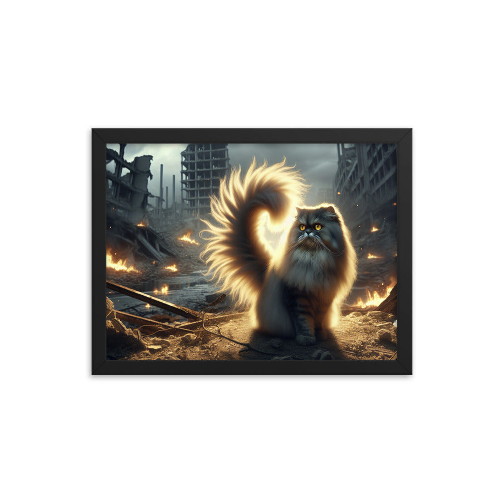 Mystical Cat Framed Poster | Thick Matte Paper | Eco-Friendly Wood Frame | Durable & Lightweight - BrushstrokesOfCode