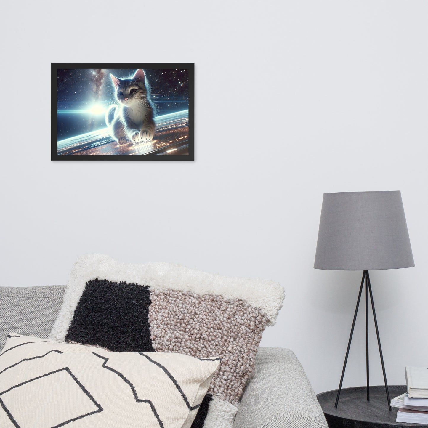 Cosmic Kitten Framed Poster | Thick Matte Paper | Renewable Wood Frame | Home Decor