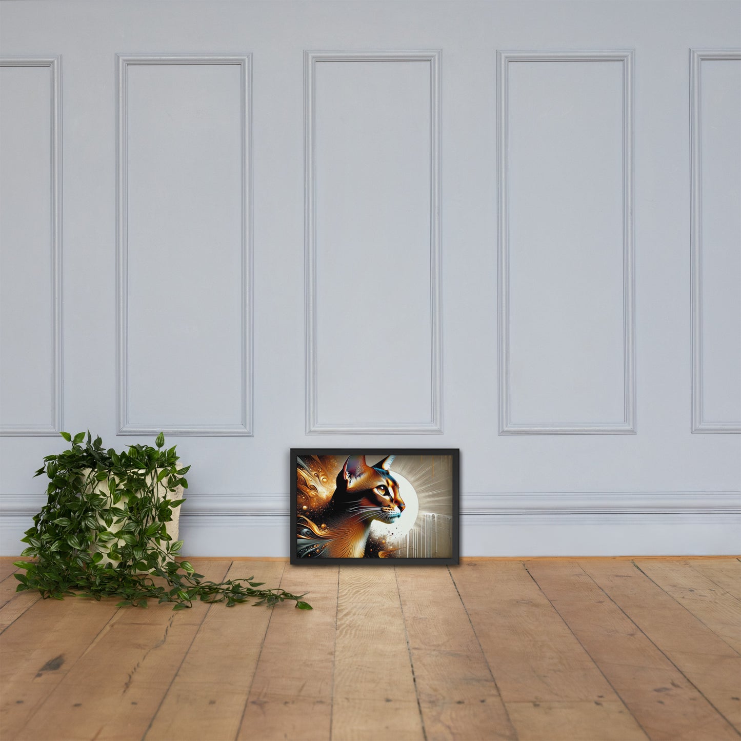 Enchanting Cat Framed Poster | Thick Matte Paper | Sustainable Ayous Wood Frame | Ready to Hang
