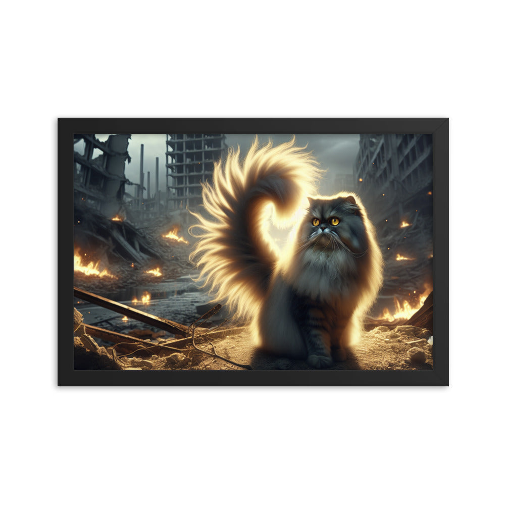 Mystical Cat Framed Poster | Thick Matte Paper | Eco-Friendly Wood Frame | Durable & Lightweight - BrushstrokesOfCode