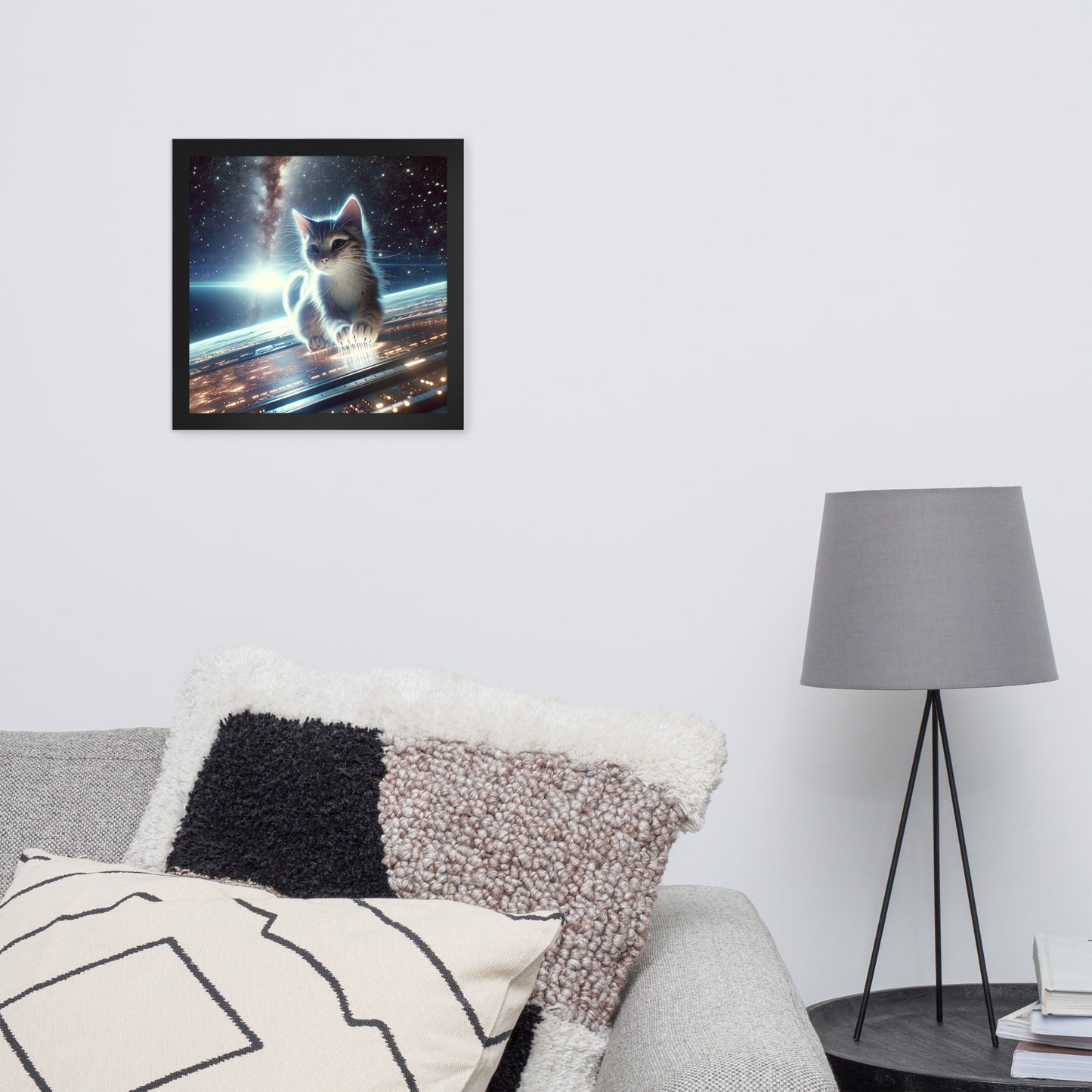 Cosmic Kitten Framed Poster | Thick Matte Paper | Renewable Wood Frame | Home Decor