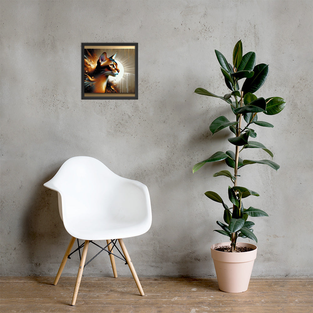 Enchanting Cat Framed Poster | Thick Matte Paper | Sustainable Ayous Wood Frame | Ready to Hang