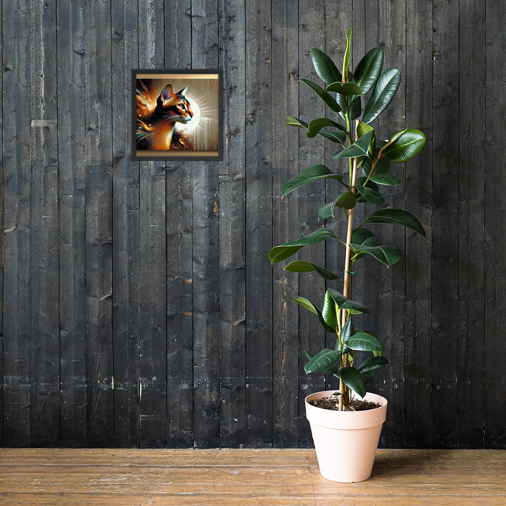 Enchanting Cat Framed Poster | Thick Matte Paper | Sustainable Ayous Wood Frame | Ready to Hang