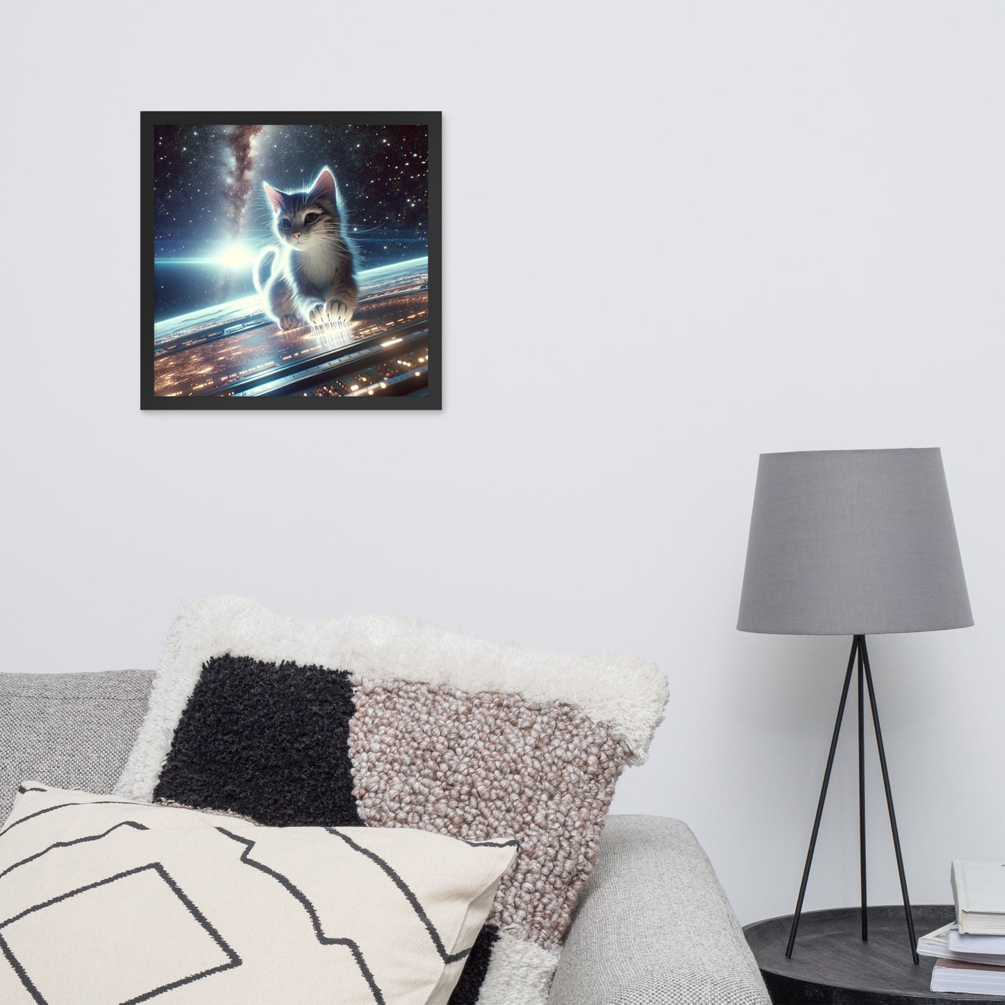 Cosmic Kitten Framed Poster | Thick Matte Paper | Renewable Wood Frame | Home Decor
