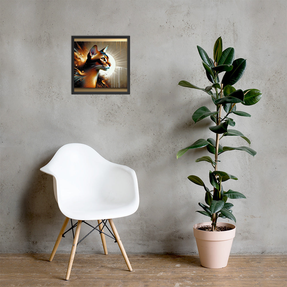 Enchanting Cat Framed Poster | Thick Matte Paper | Sustainable Ayous Wood Frame | Ready to Hang