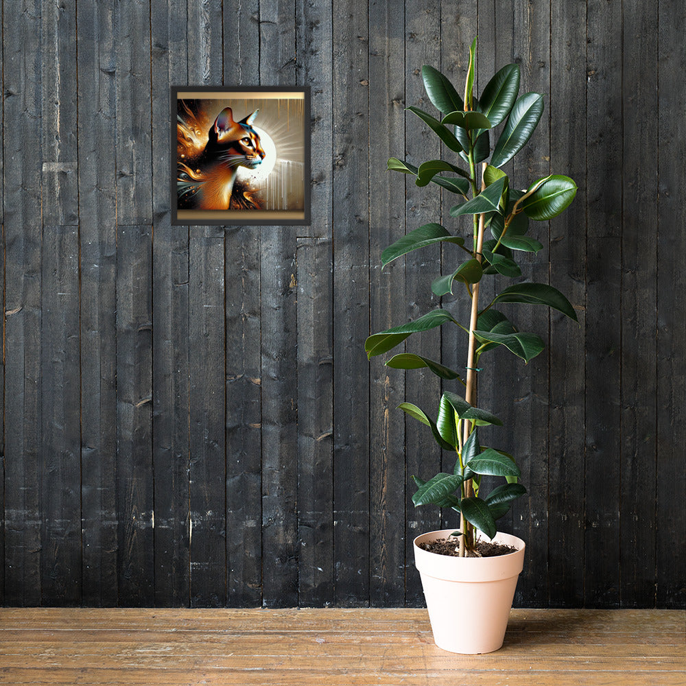 Enchanting Cat Framed Poster | Thick Matte Paper | Sustainable Ayous Wood Frame | Ready to Hang