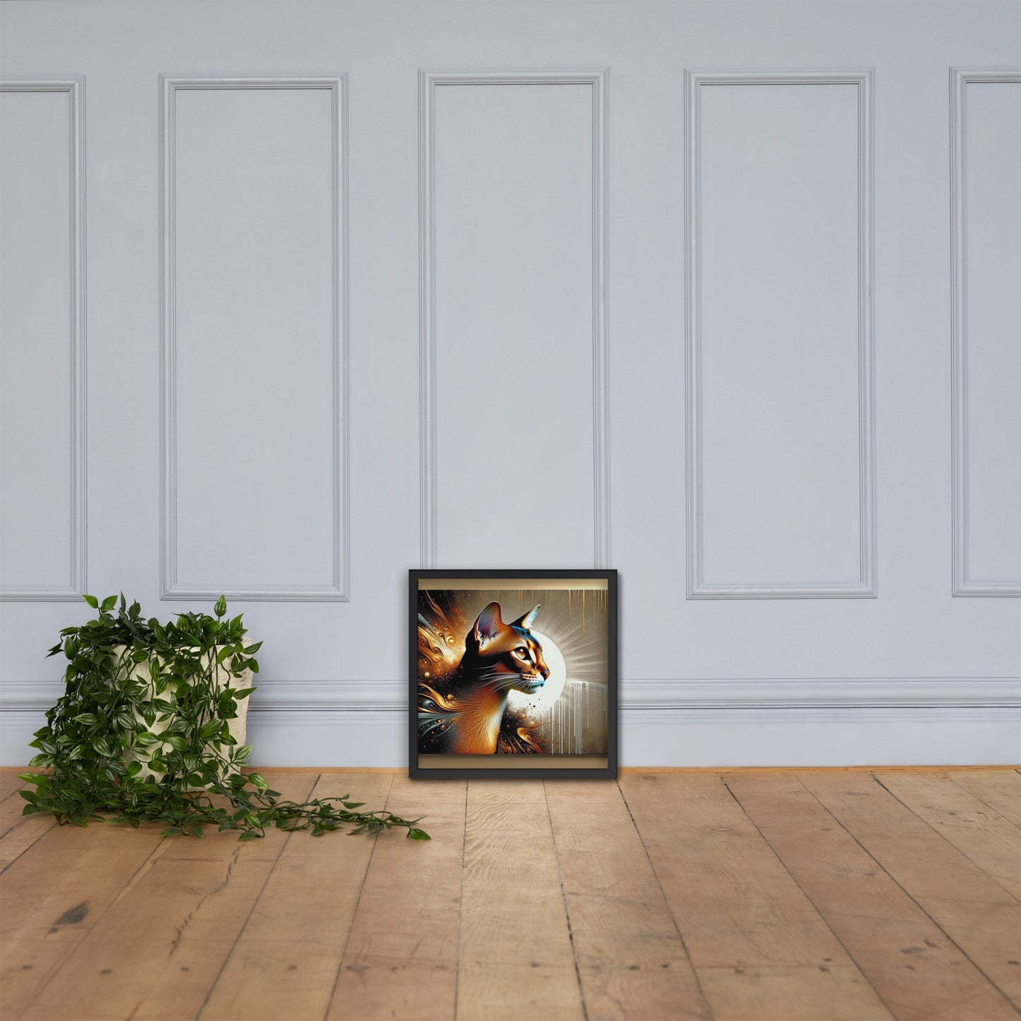 Enchanting Cat Framed Poster | Thick Matte Paper | Sustainable Ayous Wood Frame | Ready to Hang