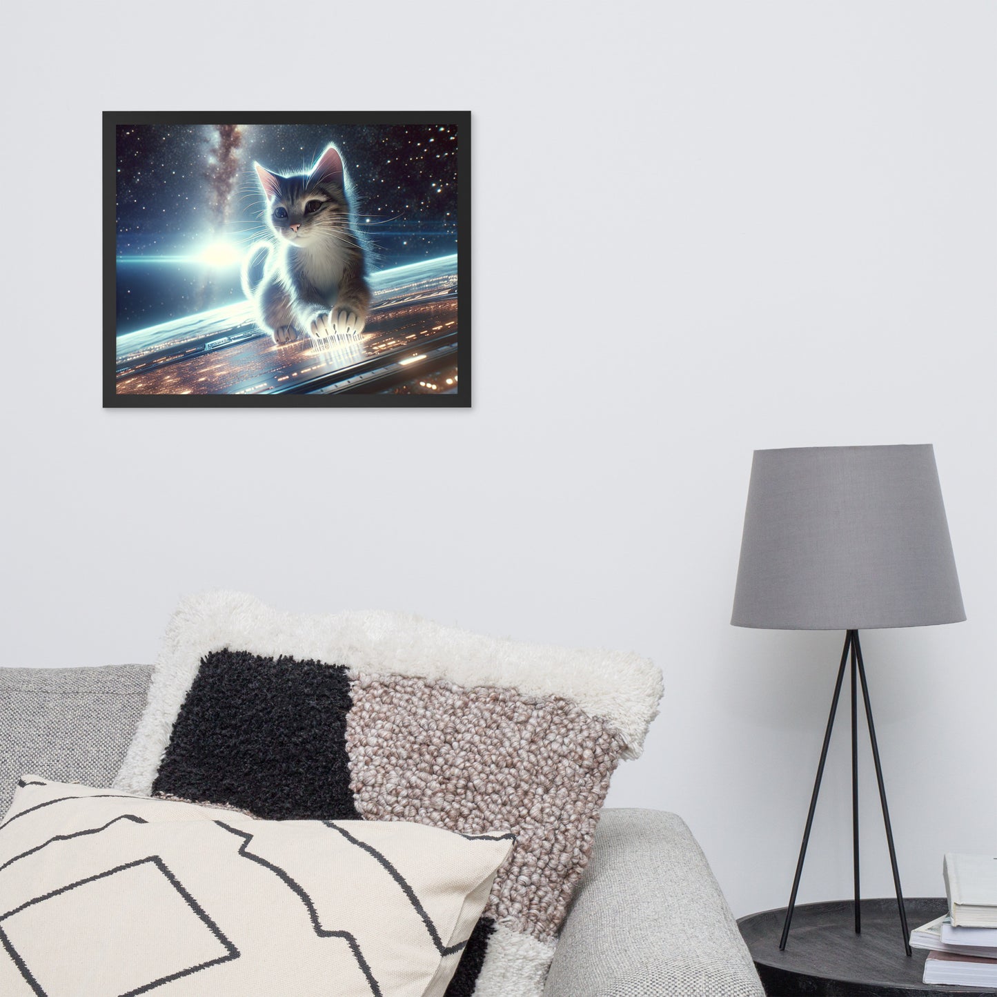 Cosmic Kitten Framed Poster | Thick Matte Paper | Renewable Wood Frame | Home Decor