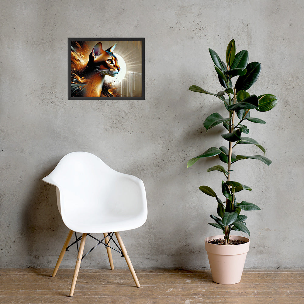 Enchanting Cat Framed Poster | Thick Matte Paper | Sustainable Ayous Wood Frame | Ready to Hang