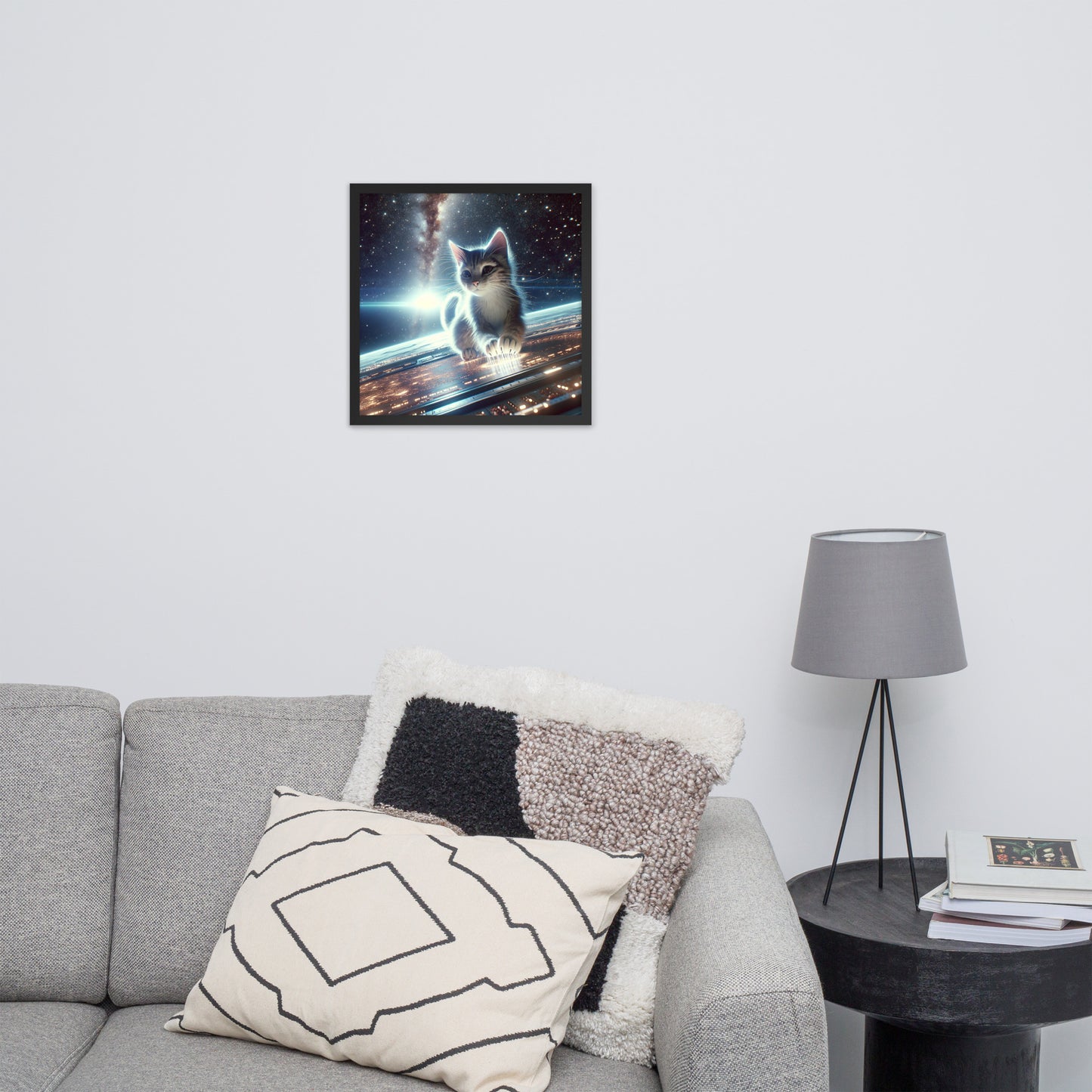 Cosmic Kitten Framed Poster | Thick Matte Paper | Renewable Wood Frame | Home Decor