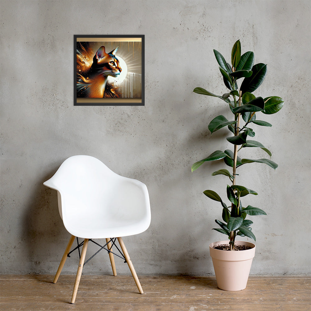 Enchanting Cat Framed Poster | Thick Matte Paper | Sustainable Ayous Wood Frame | Ready to Hang