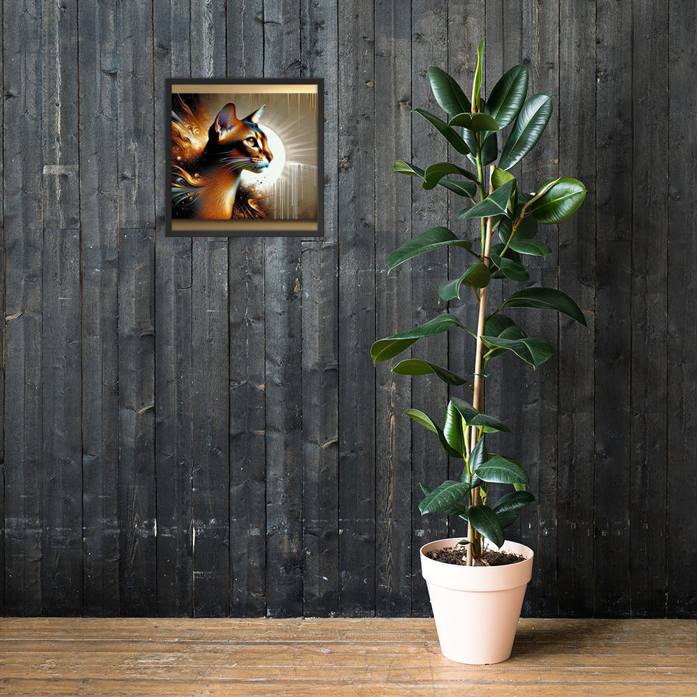 Enchanting Cat Framed Poster | Thick Matte Paper | Sustainable Ayous Wood Frame | Ready to Hang