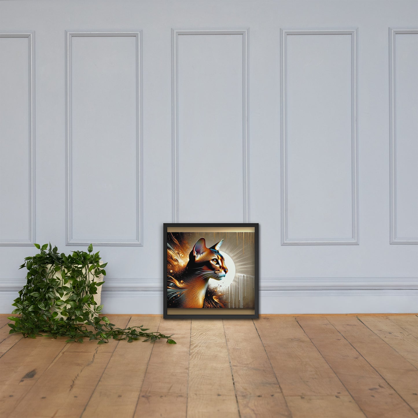 Enchanting Cat Framed Poster | Thick Matte Paper | Sustainable Ayous Wood Frame | Ready to Hang
