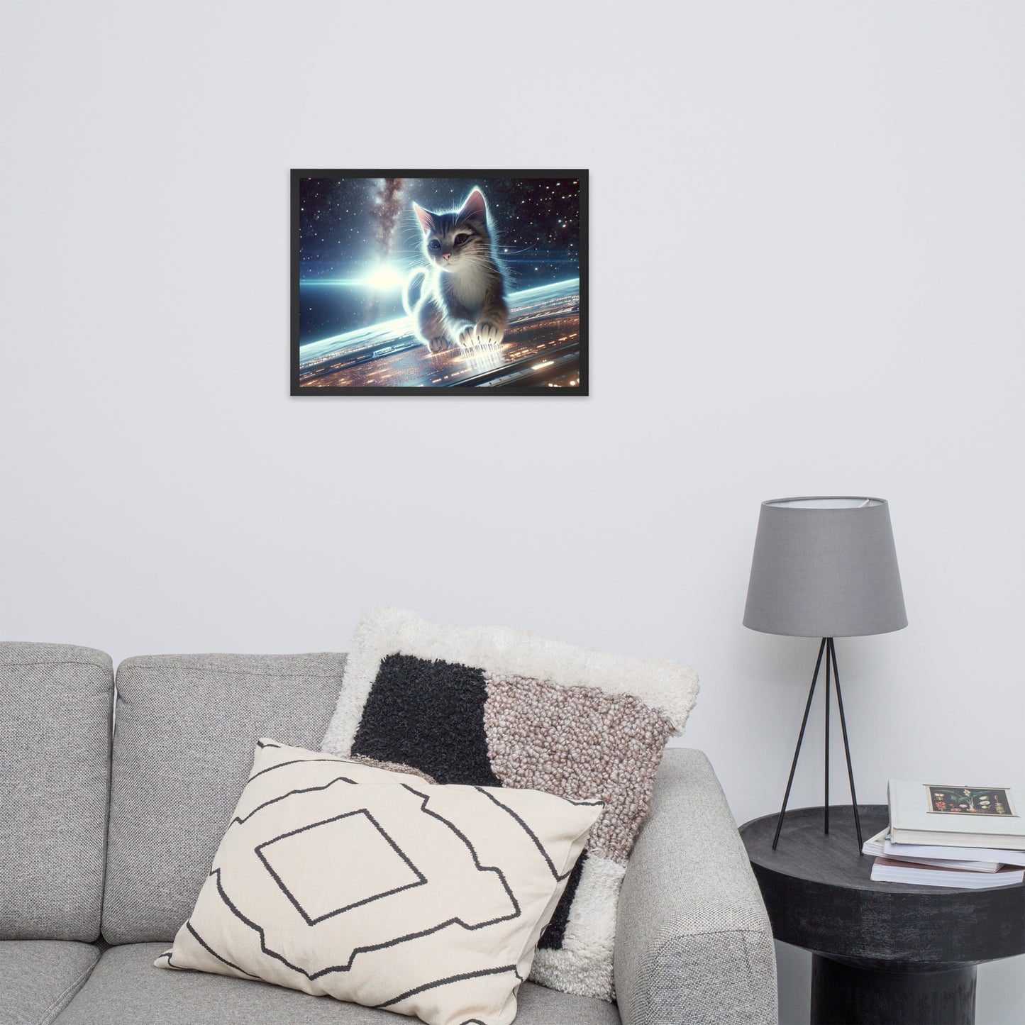 Cosmic Kitten Framed Poster | Thick Matte Paper | Renewable Wood Frame | Home Decor