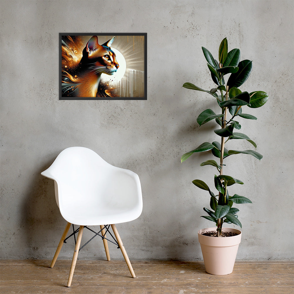 Enchanting Cat Framed Poster | Thick Matte Paper | Sustainable Ayous Wood Frame | Ready to Hang