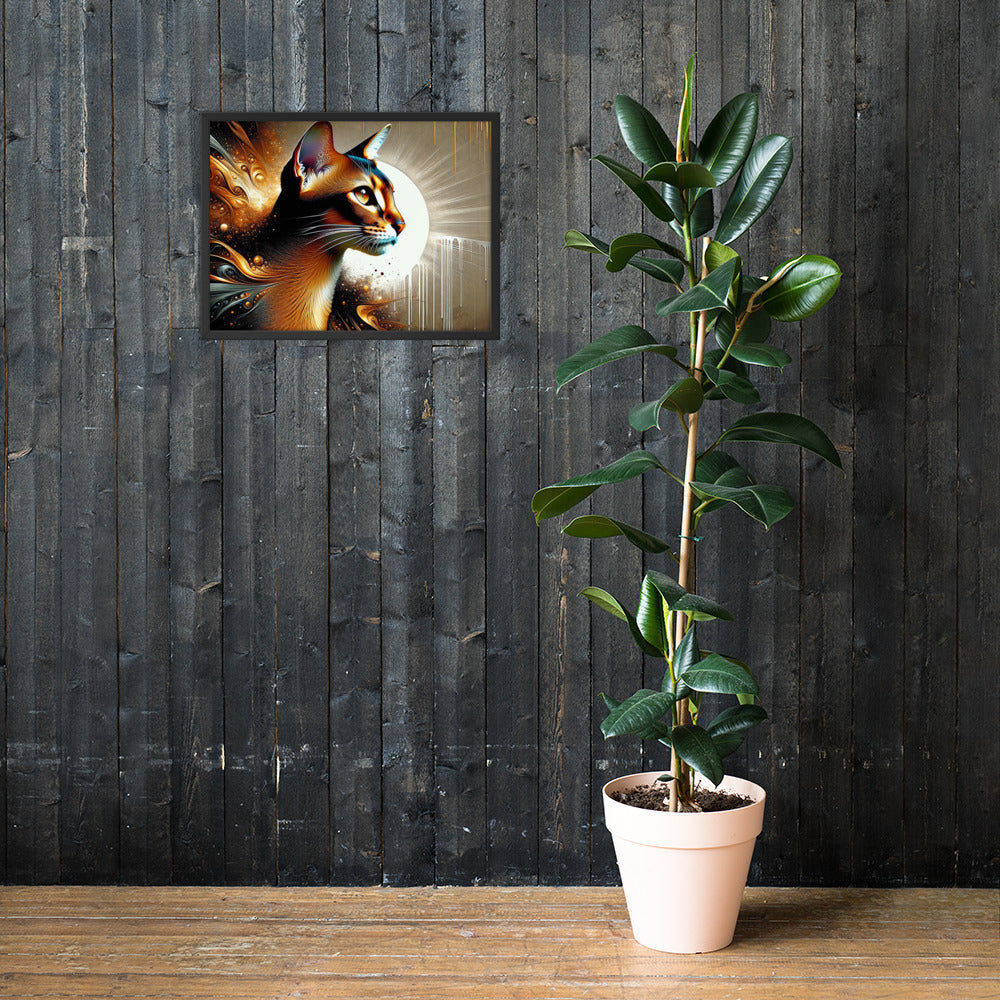 Enchanting Cat Framed Poster | Thick Matte Paper | Sustainable Ayous Wood Frame | Ready to Hang