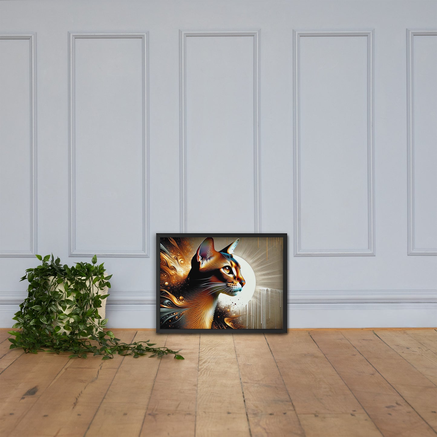 Enchanting Cat Framed Poster | Thick Matte Paper | Sustainable Ayous Wood Frame | Ready to Hang