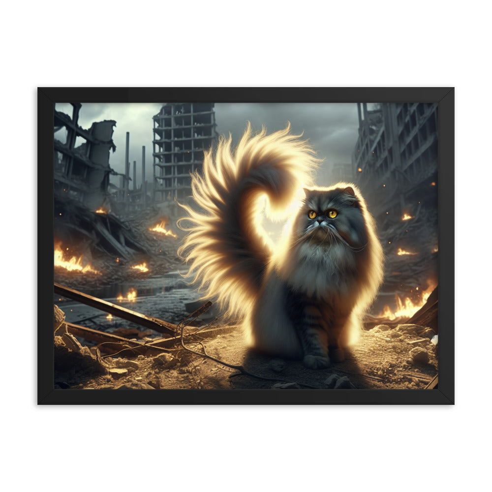Mystical Cat Framed Poster | Thick Matte Paper | Eco-Friendly Wood Frame | Durable & Lightweight - BrushstrokesOfCode