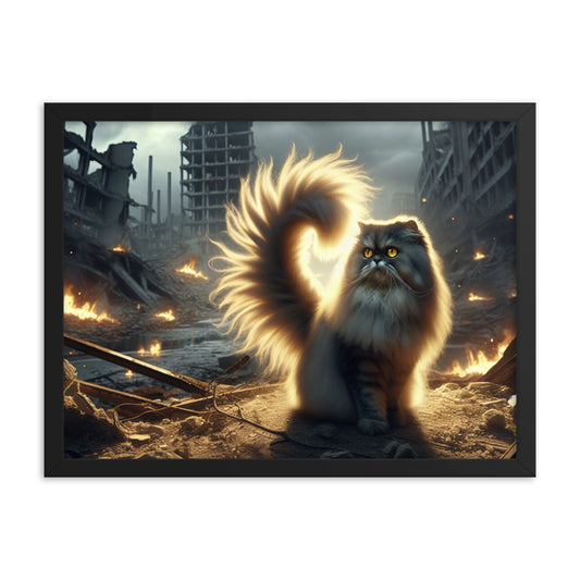 Mystical Cat Framed Poster | Thick Matte Paper | Eco-Friendly Wood Frame | Durable & Lightweight - BrushstrokesOfCode