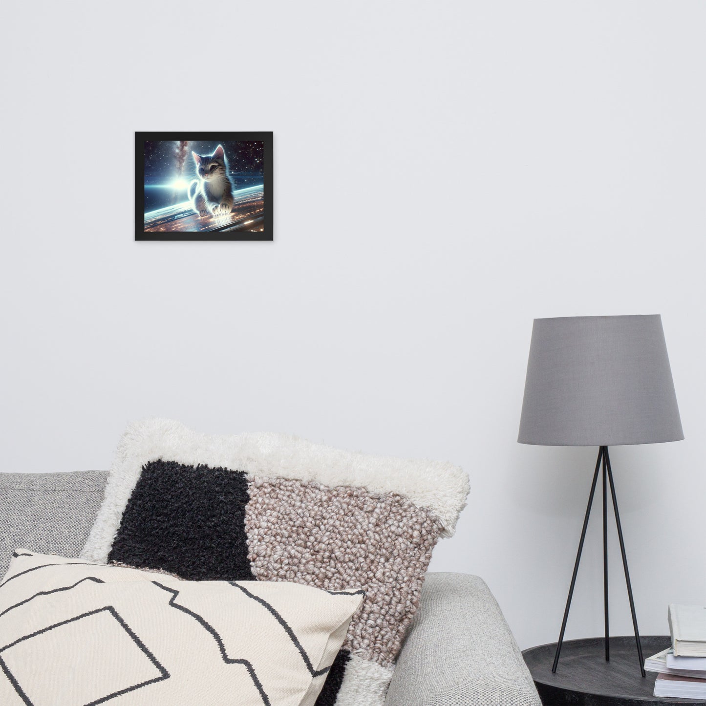 Cosmic Kitten Framed Poster | Thick Matte Paper | Renewable Wood Frame | Home Decor