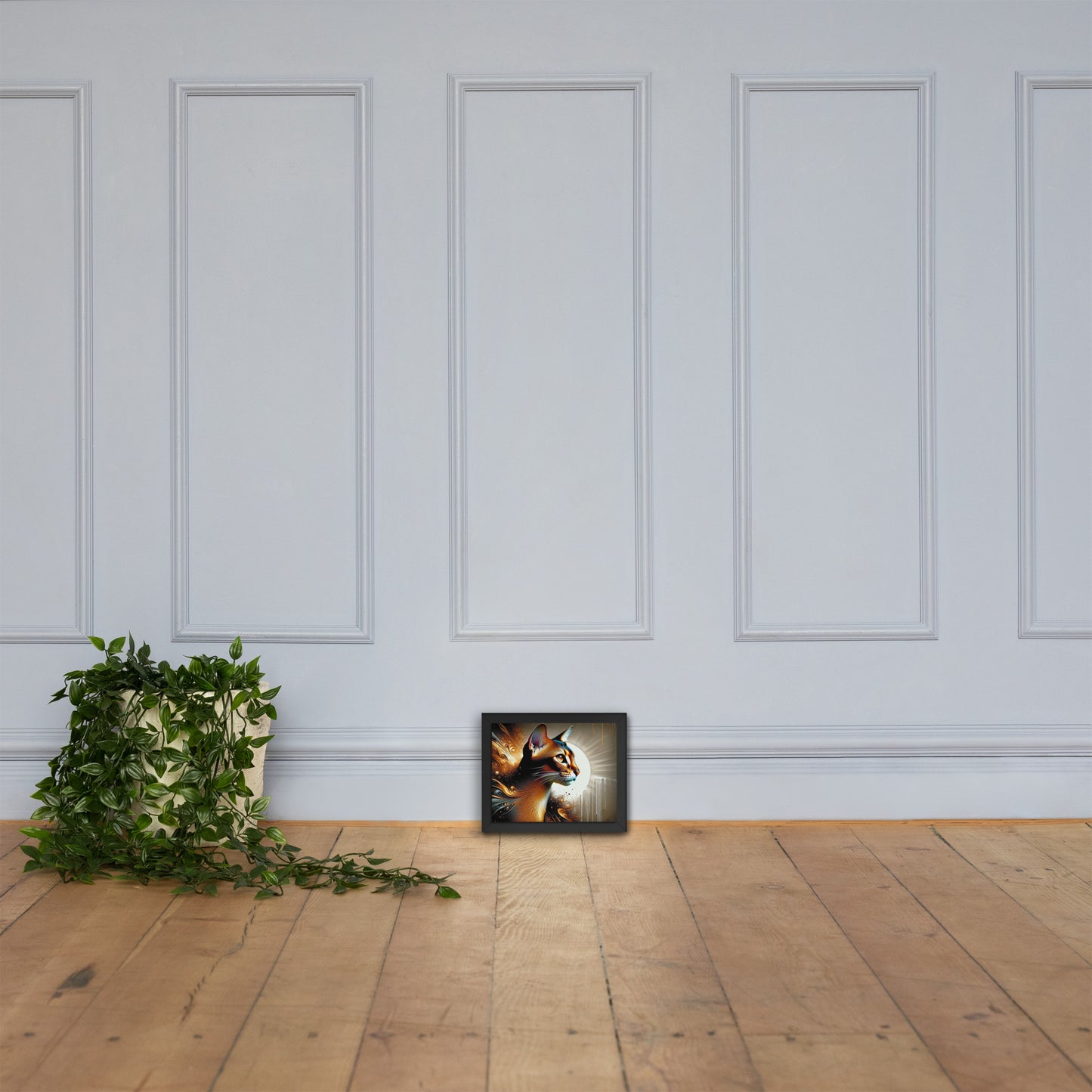 Enchanting Cat Framed Poster | Thick Matte Paper | Sustainable Ayous Wood Frame | Ready to Hang