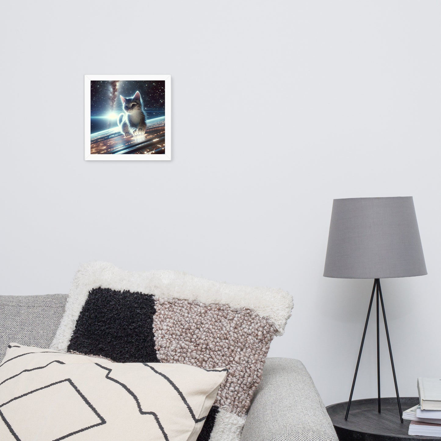 Cosmic Kitten Framed Poster | Thick Matte Paper | Renewable Wood Frame | Home Decor
