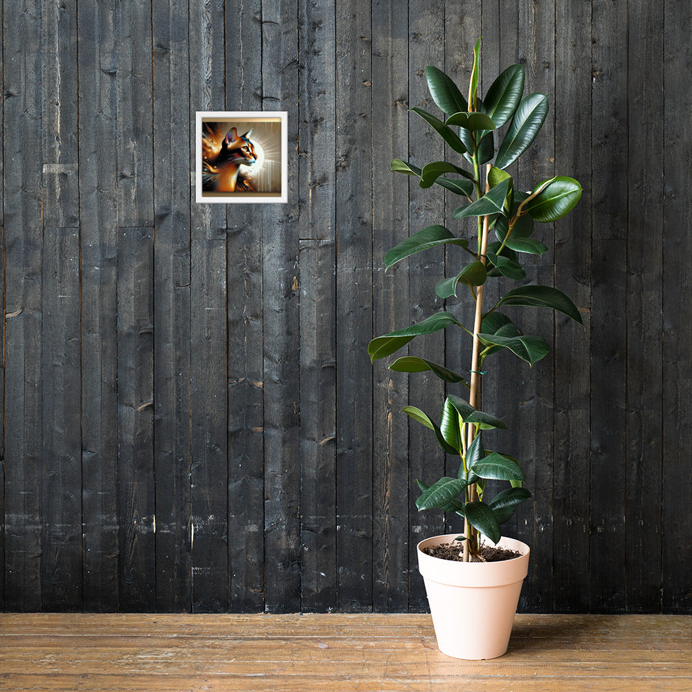 Enchanting Cat Framed Poster | Thick Matte Paper | Sustainable Ayous Wood Frame | Ready to Hang