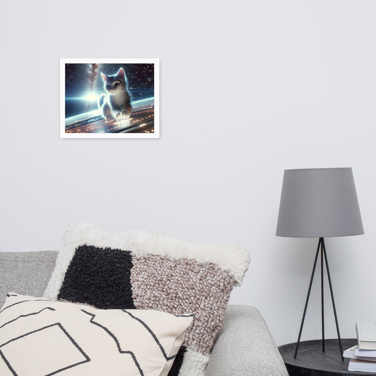 Cosmic Kitten Framed Poster | Thick Matte Paper | Renewable Wood Frame | Home Decor