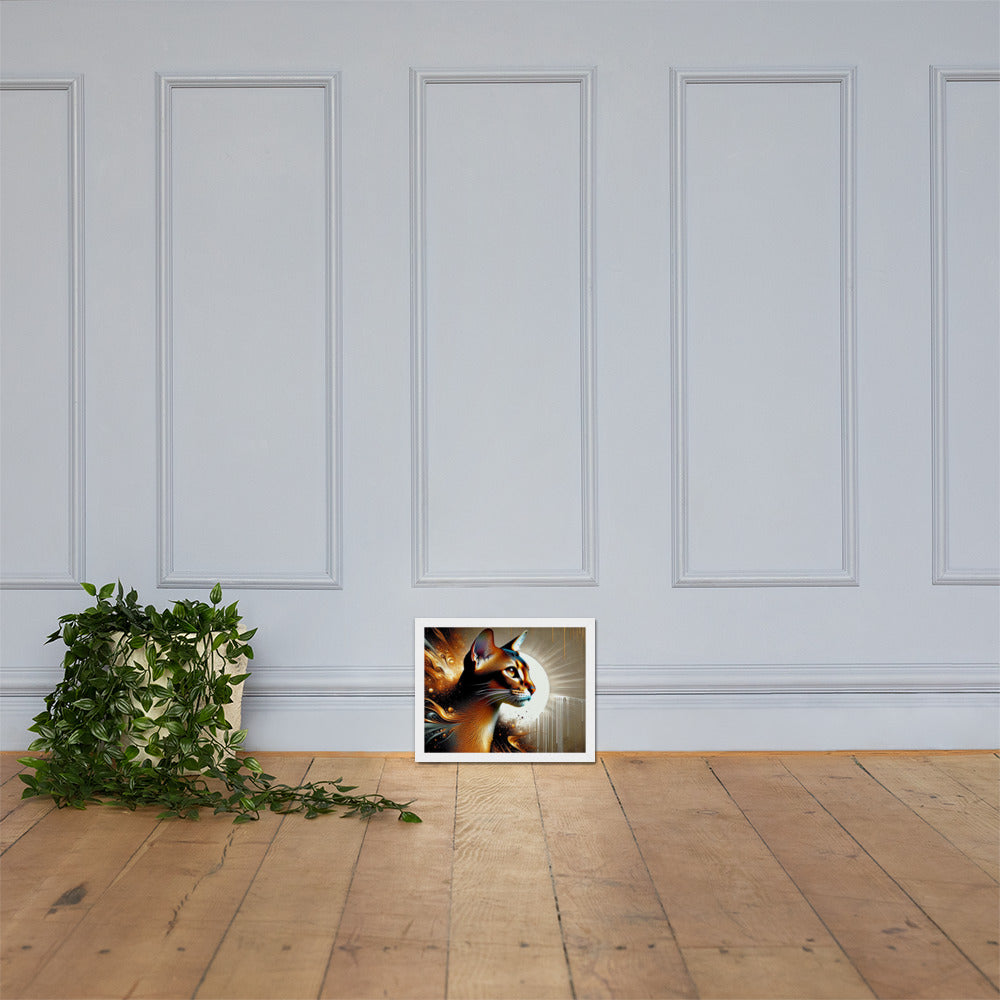Enchanting Cat Framed Poster | Thick Matte Paper | Sustainable Ayous Wood Frame | Ready to Hang