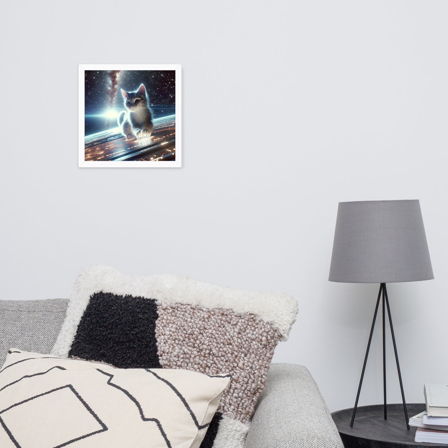 Cosmic Kitten Framed Poster | Thick Matte Paper | Renewable Wood Frame | Home Decor