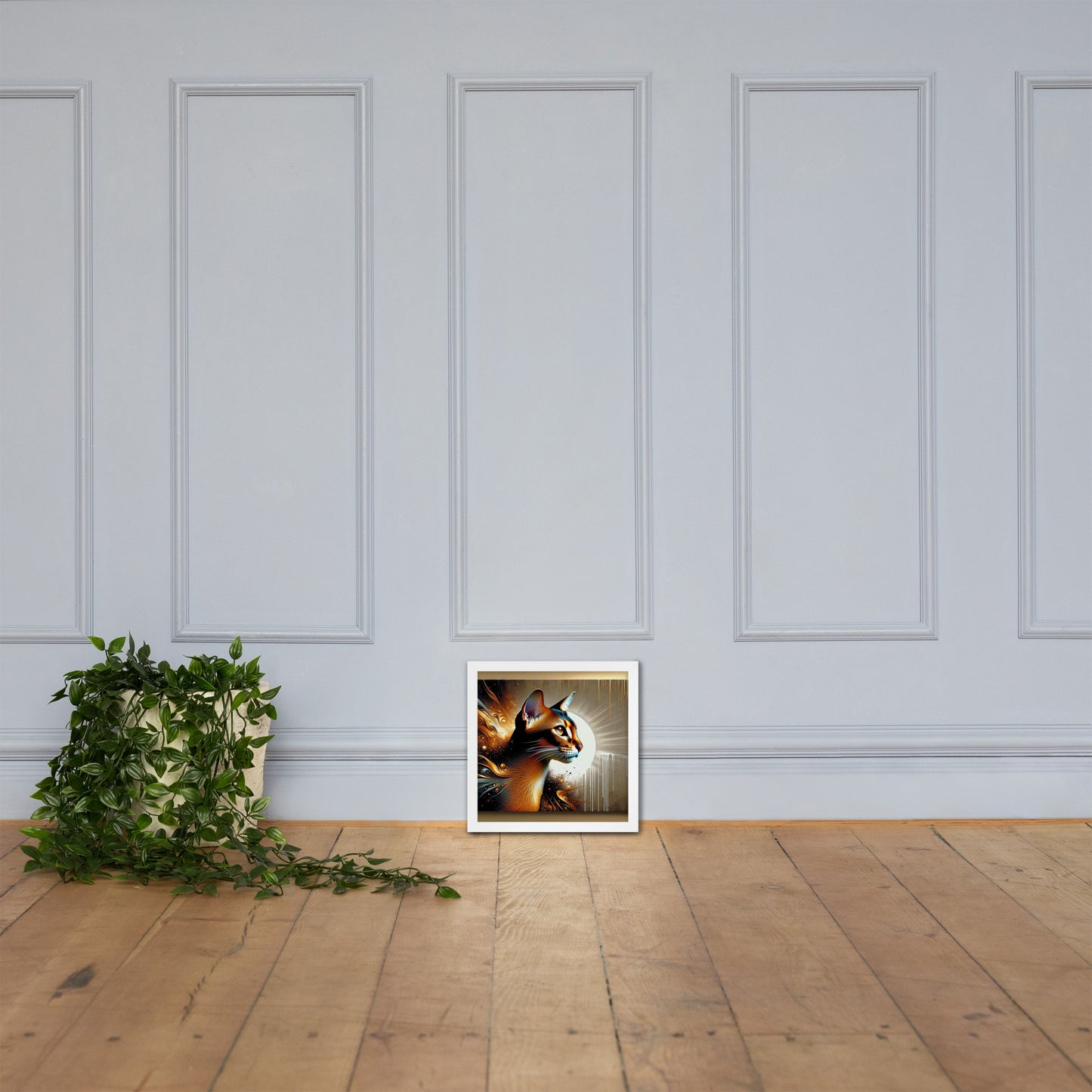Enchanting Cat Framed Poster | Thick Matte Paper | Sustainable Ayous Wood Frame | Ready to Hang