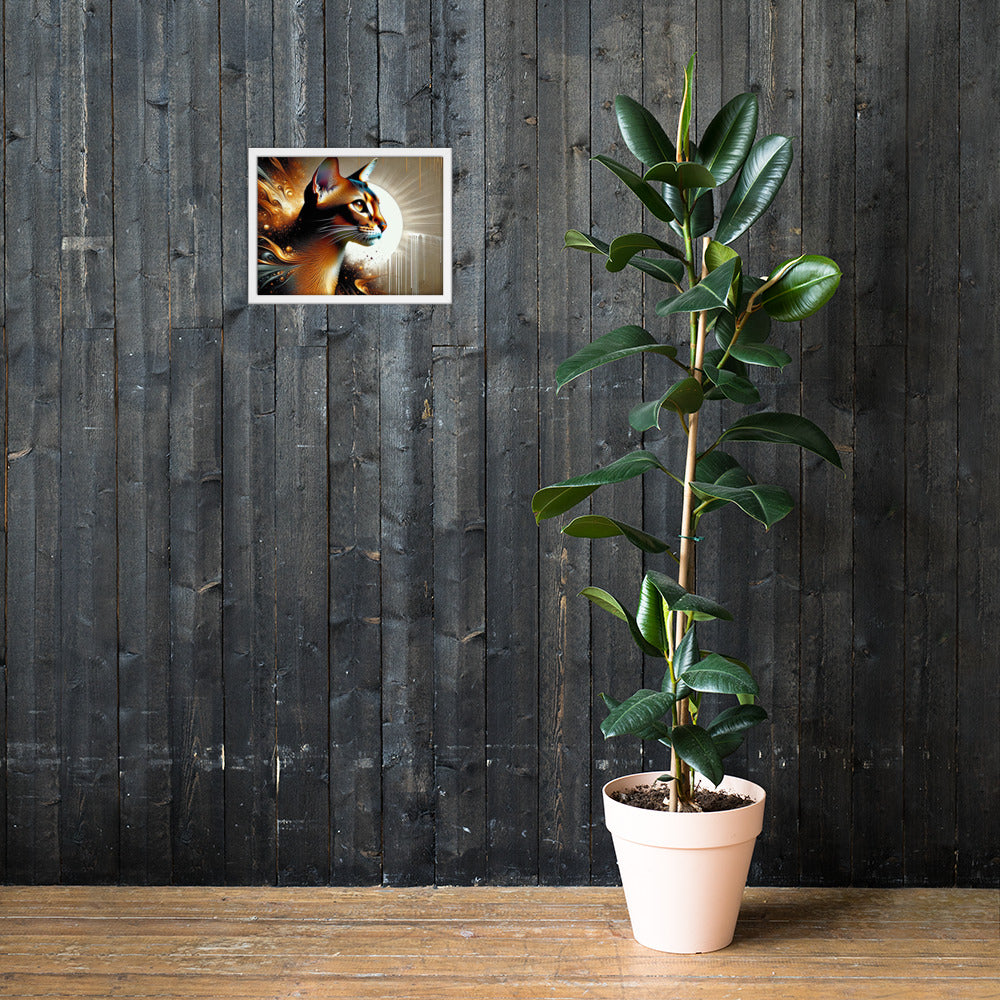 Enchanting Cat Framed Poster | Thick Matte Paper | Sustainable Ayous Wood Frame | Ready to Hang