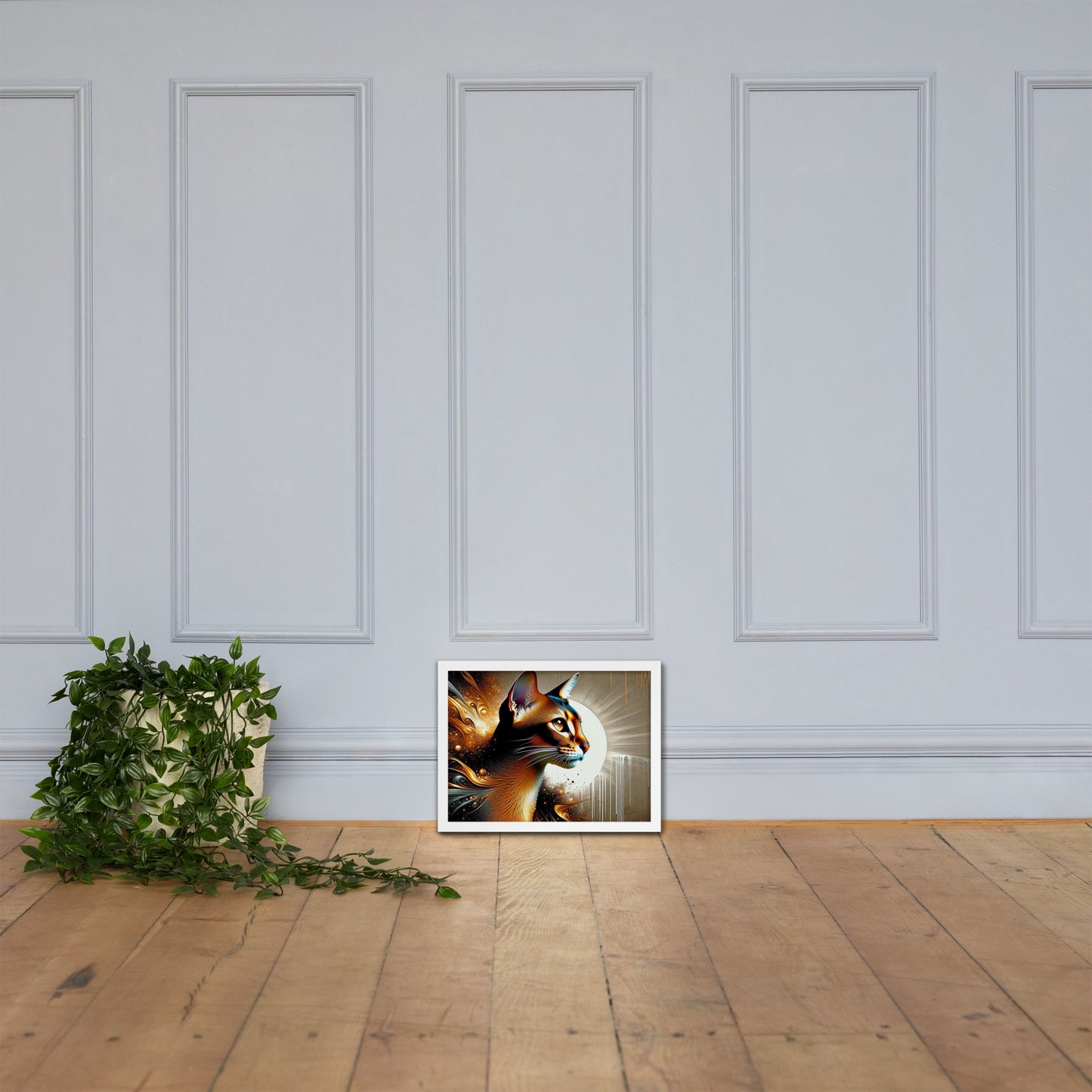 Enchanting Cat Framed Poster | Thick Matte Paper | Sustainable Ayous Wood Frame | Ready to Hang