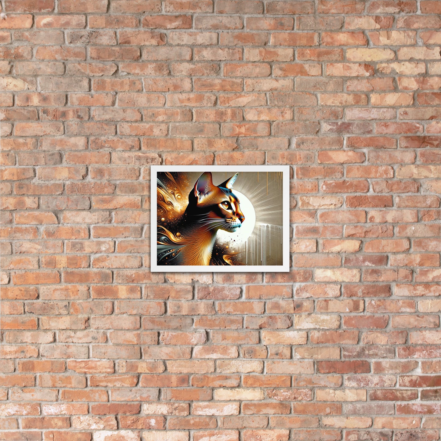 Enchanting Cat Framed Poster | Thick Matte Paper | Sustainable Ayous Wood Frame | Ready to Hang
