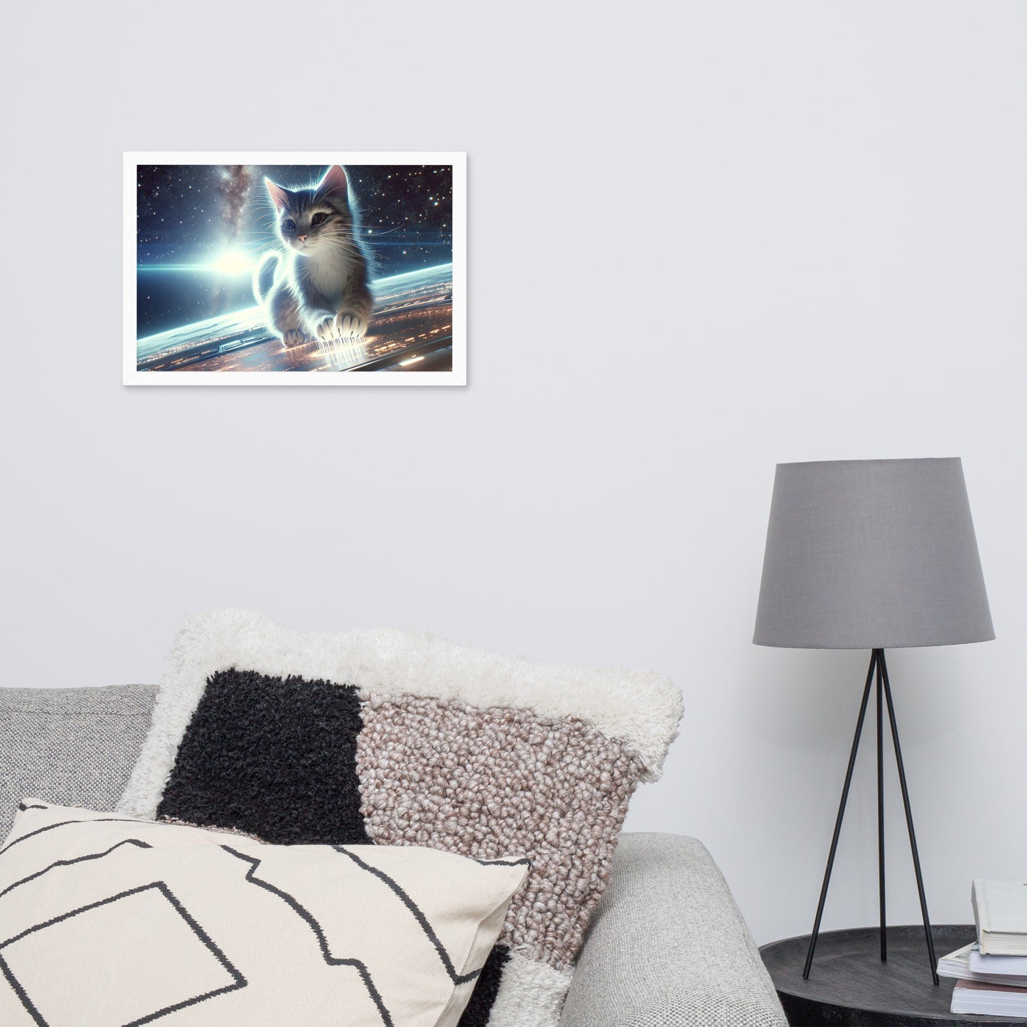Cosmic Kitten Framed Poster | Thick Matte Paper | Renewable Wood Frame | Home Decor