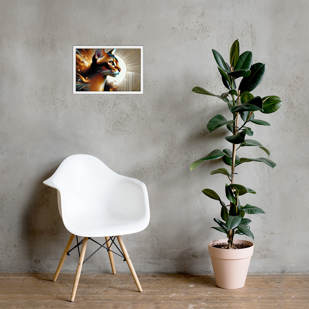 Enchanting Cat Framed Poster | Thick Matte Paper | Sustainable Ayous Wood Frame | Ready to Hang