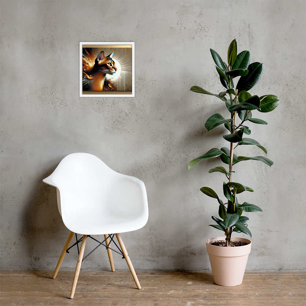Enchanting Cat Framed Poster | Thick Matte Paper | Sustainable Ayous Wood Frame | Ready to Hang