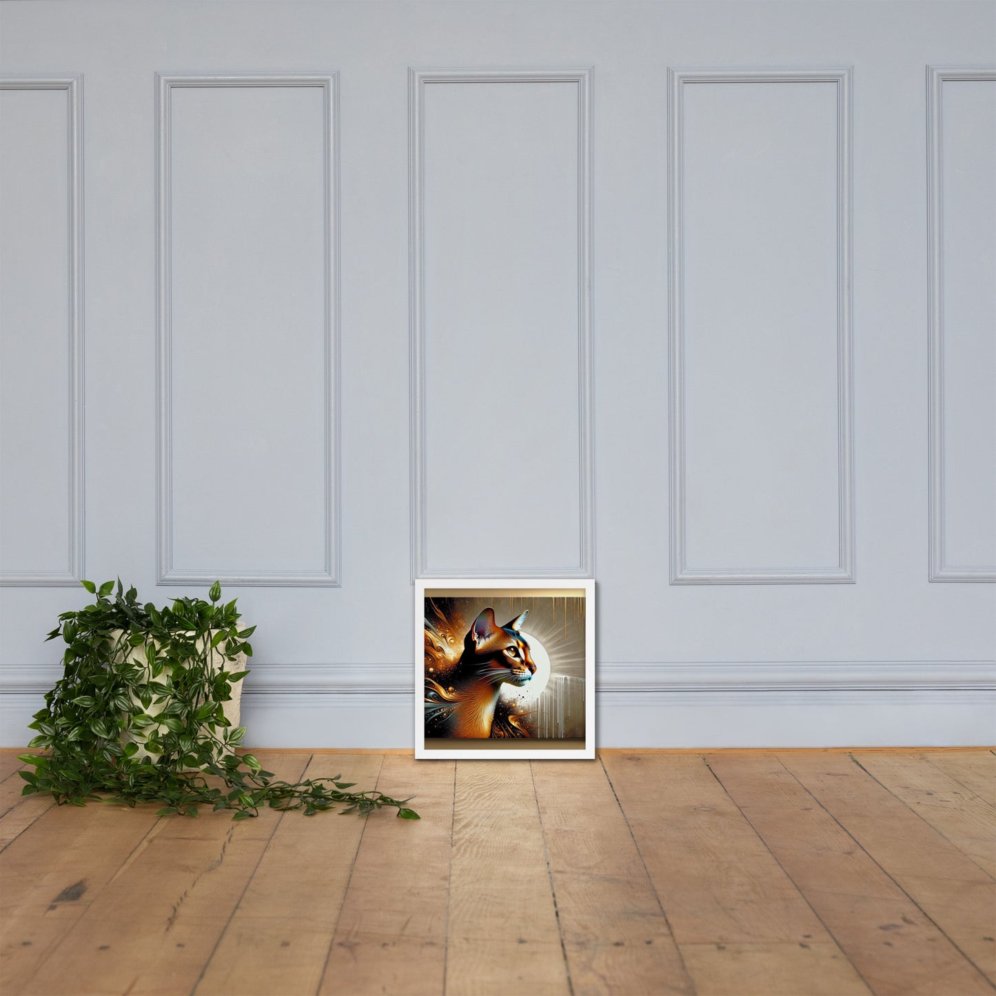Enchanting Cat Framed Poster | Thick Matte Paper | Sustainable Ayous Wood Frame | Ready to Hang