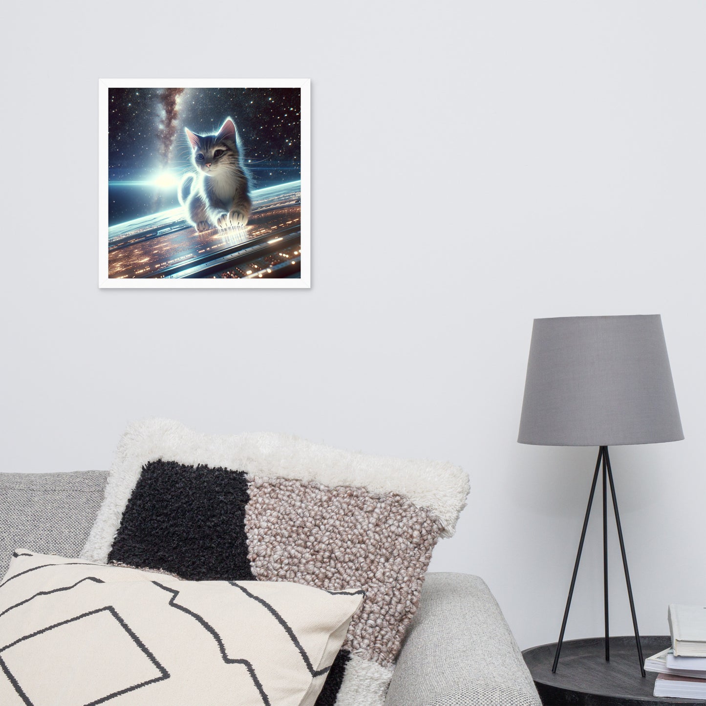Cosmic Kitten Framed Poster | Thick Matte Paper | Renewable Wood Frame | Home Decor
