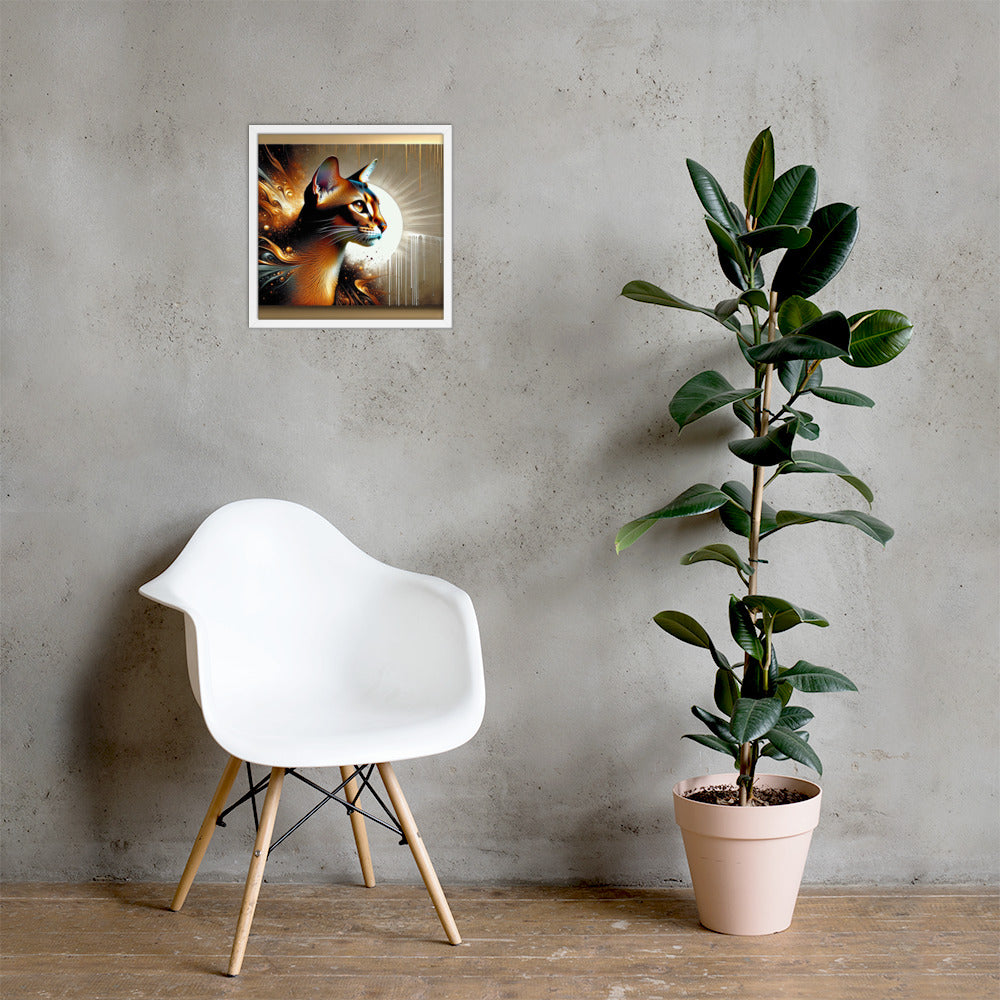 Enchanting Cat Framed Poster | Thick Matte Paper | Sustainable Ayous Wood Frame | Ready to Hang