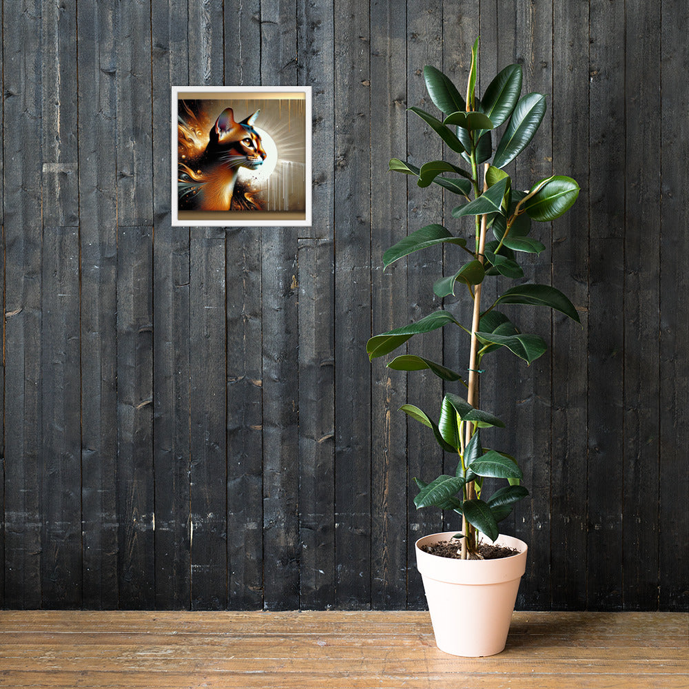Enchanting Cat Framed Poster | Thick Matte Paper | Sustainable Ayous Wood Frame | Ready to Hang