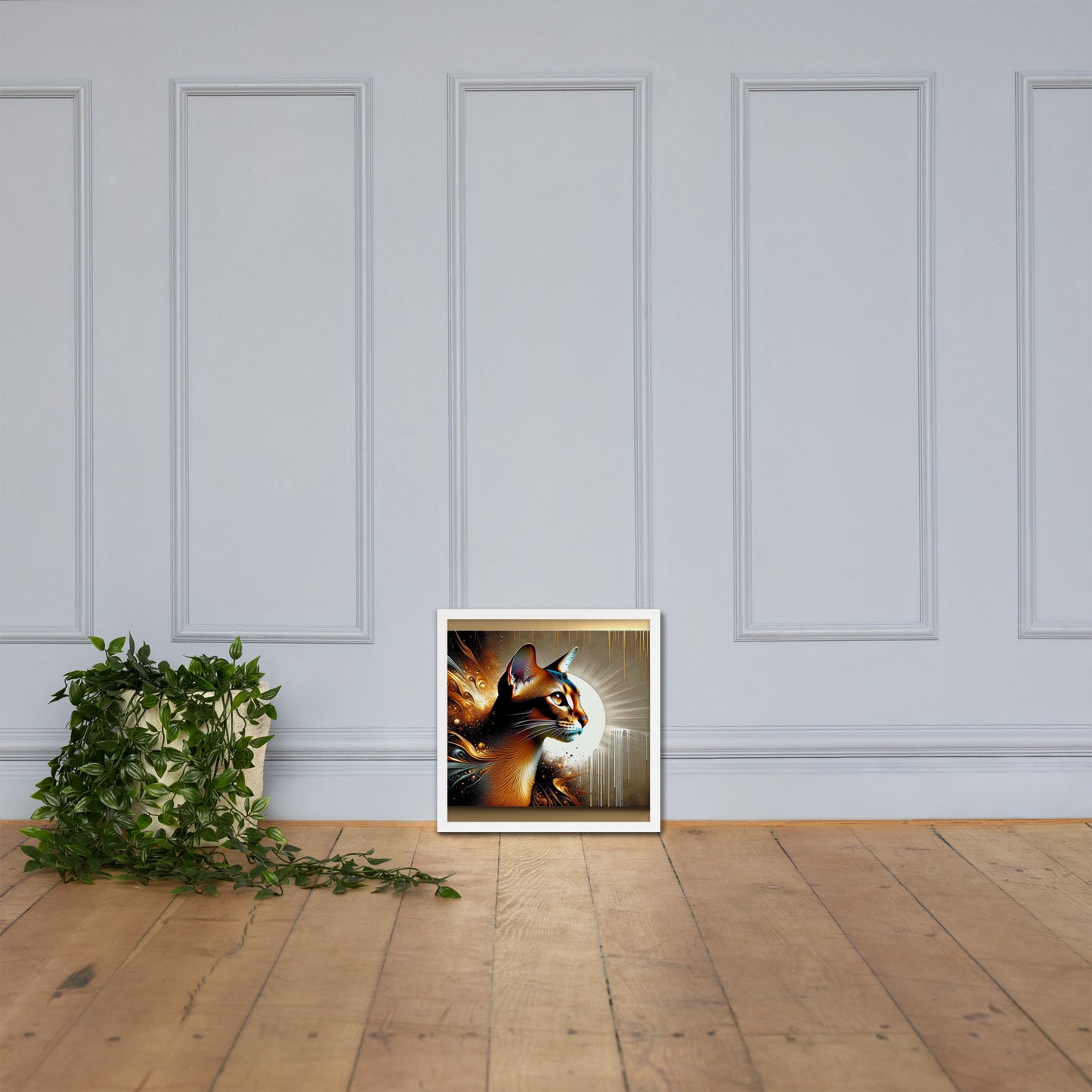 Enchanting Cat Framed Poster | Thick Matte Paper | Sustainable Ayous Wood Frame | Ready to Hang