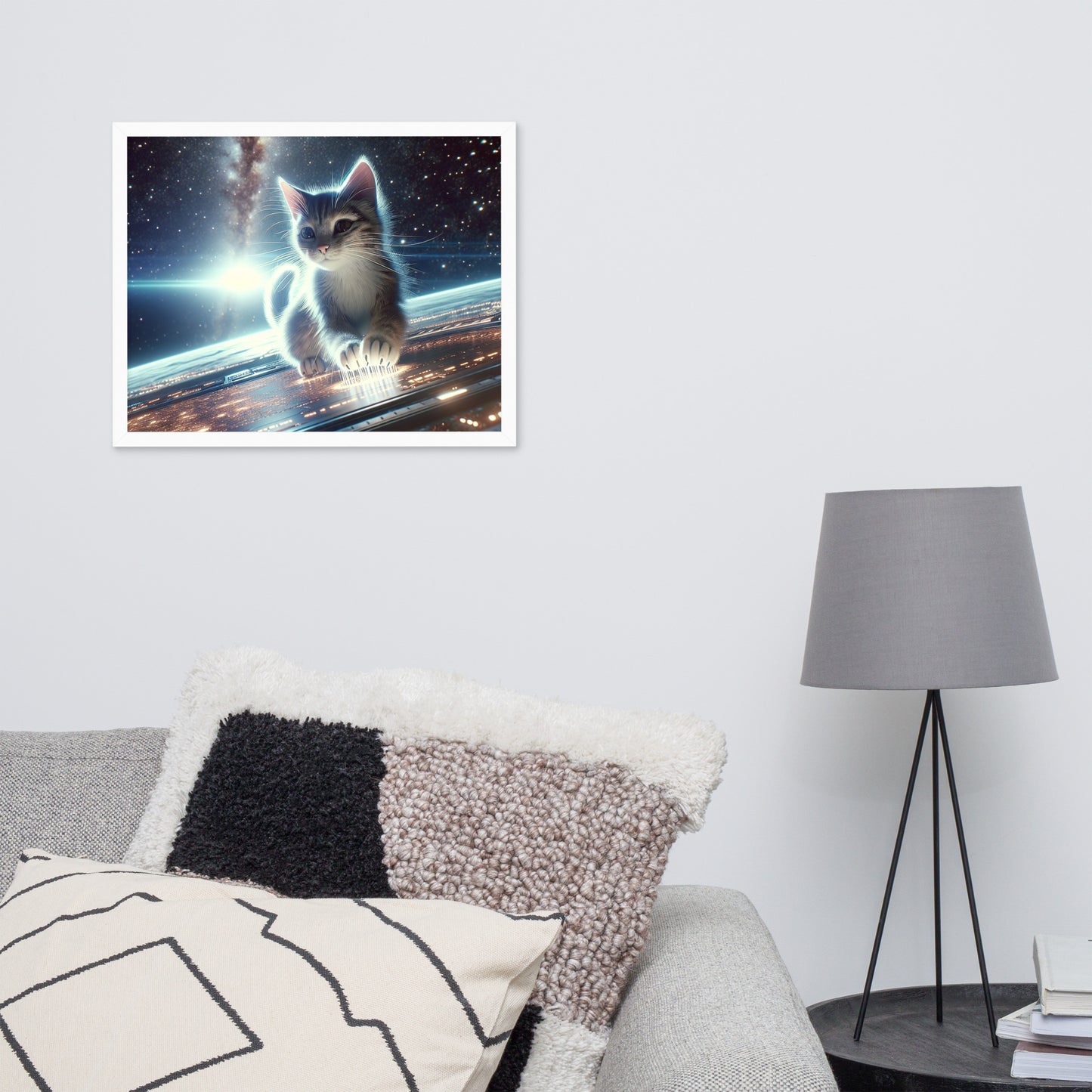 Cosmic Kitten Framed Poster | Thick Matte Paper | Renewable Wood Frame | Home Decor