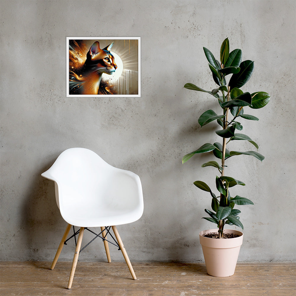 Enchanting Cat Framed Poster | Thick Matte Paper | Sustainable Ayous Wood Frame | Ready to Hang
