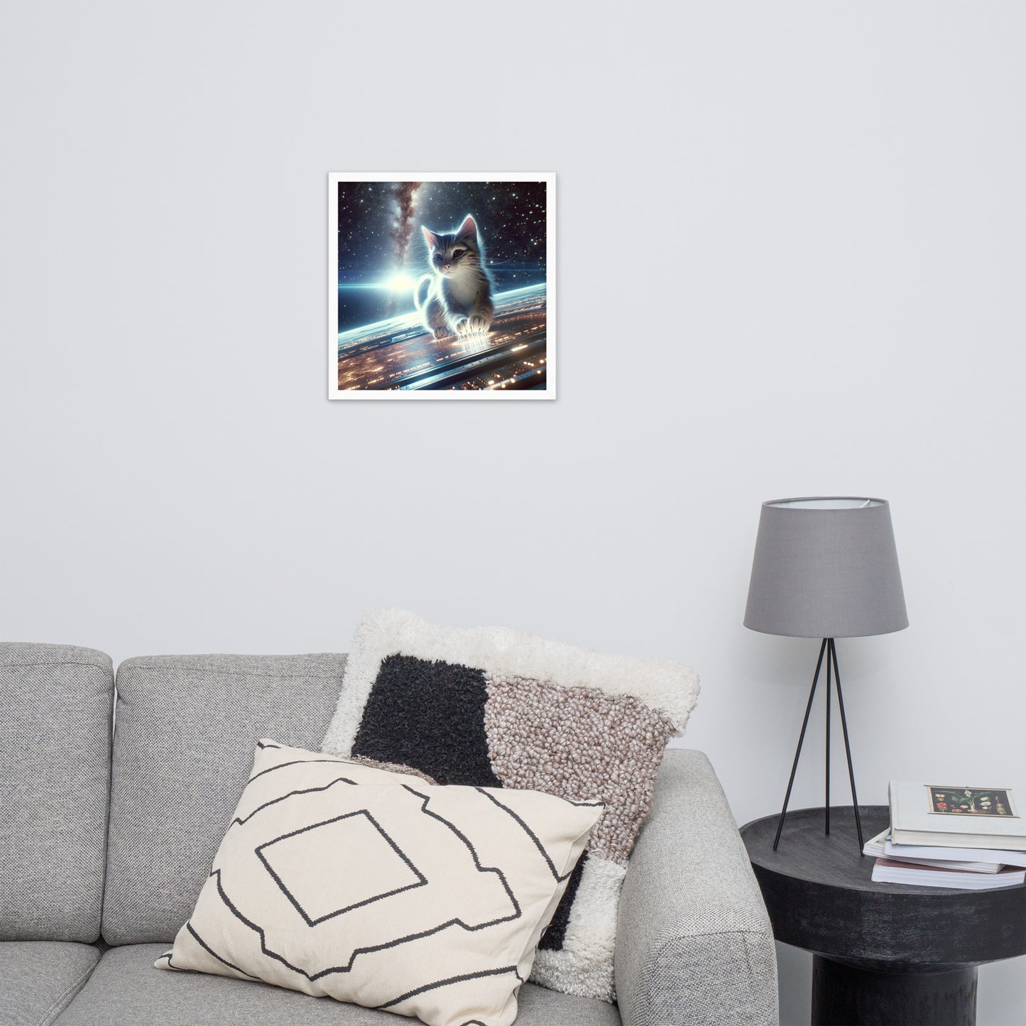Cosmic Kitten Framed Poster | Thick Matte Paper | Renewable Wood Frame | Home Decor
