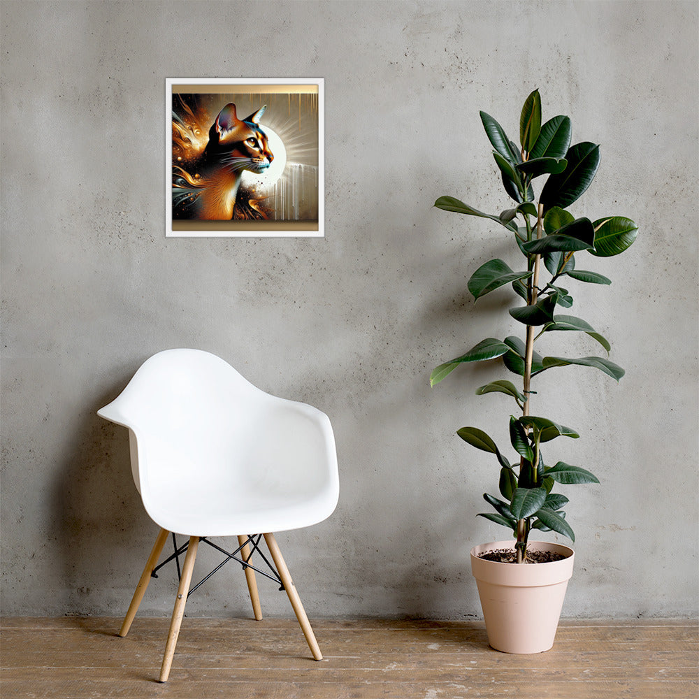 Enchanting Cat Framed Poster | Thick Matte Paper | Sustainable Ayous Wood Frame | Ready to Hang