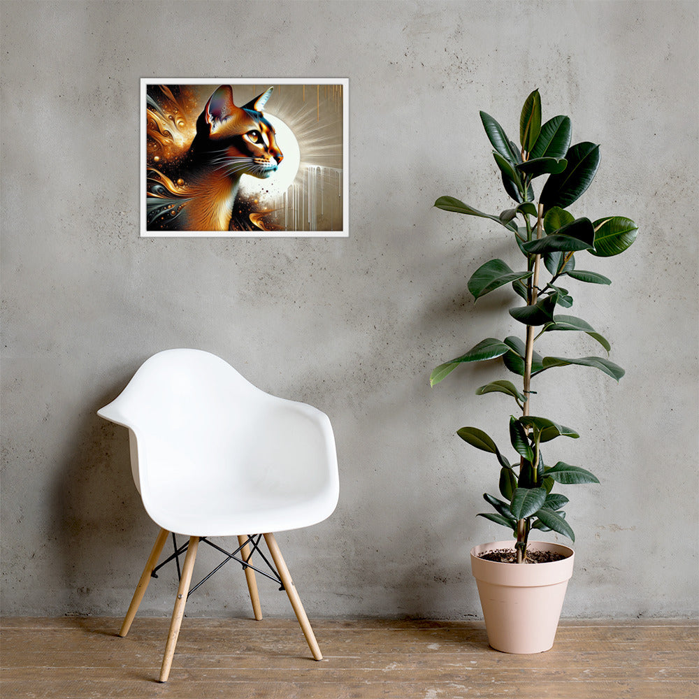 Enchanting Cat Framed Poster | Thick Matte Paper | Sustainable Ayous Wood Frame | Ready to Hang