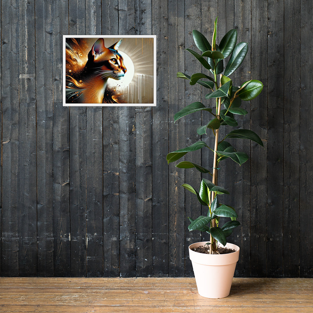Enchanting Cat Framed Poster | Thick Matte Paper | Sustainable Ayous Wood Frame | Ready to Hang