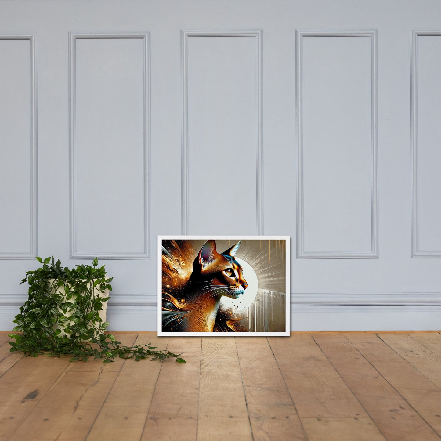 Enchanting Cat Framed Poster | Thick Matte Paper | Sustainable Ayous Wood Frame | Ready to Hang